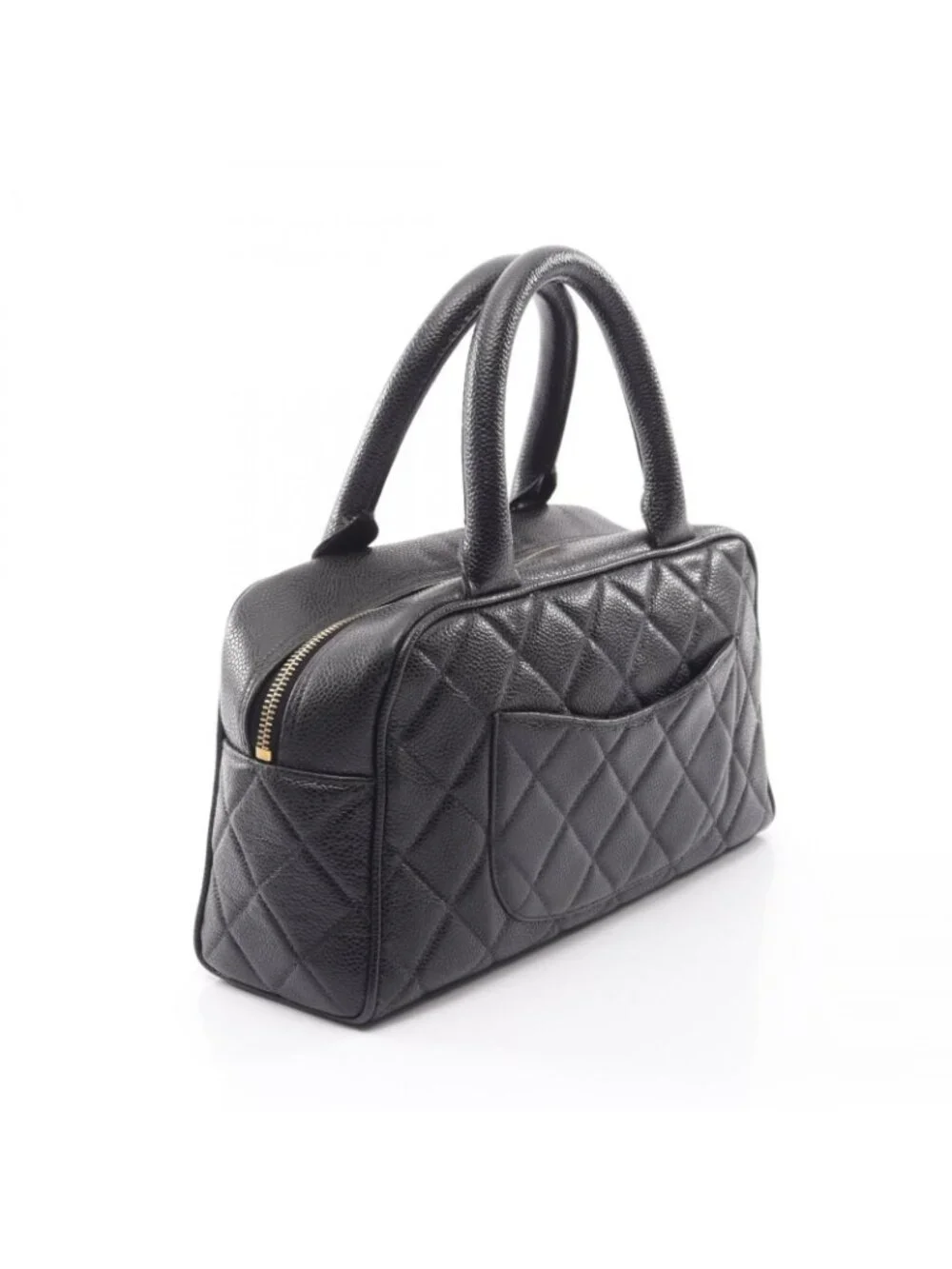 Chanel Handbag Quilted Black Caviar Leather CC Logo Mini